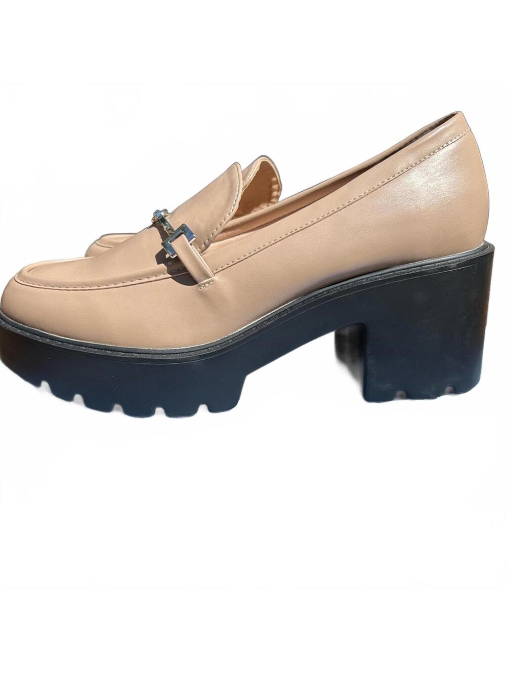 Journee Collection Kezziah Platform Loafer Tan Chunky Block Heel Sz 9